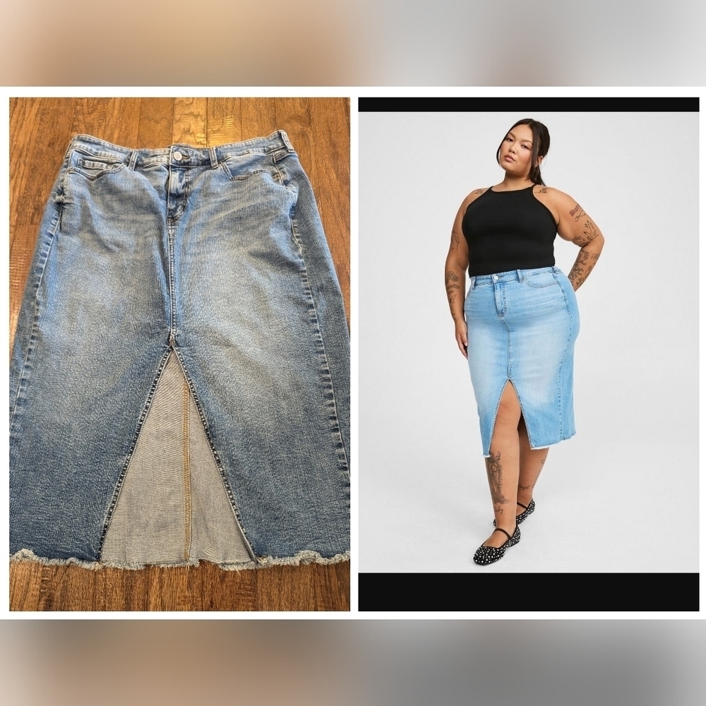 Torrid Midi denim skirt, Light Blue  Size 16, new without tags - Picture 13 of 13